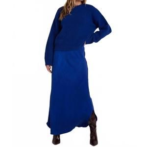 NEW BELLA DAHL asymmetric side slit bias skirt in blue